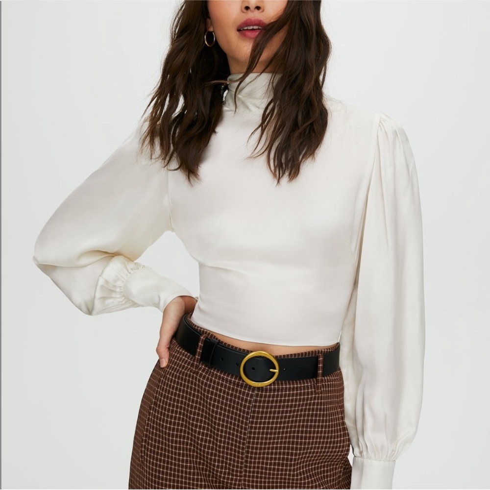 Aritzia backless silk tie top